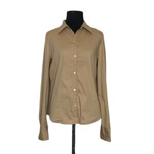 Old Navy beige buttoned long sleeves stretch shirt size M